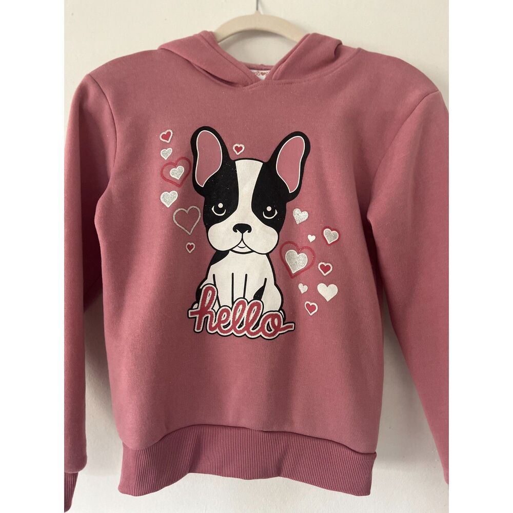 Girls' Pink Hoodie with French Bulldog Design!